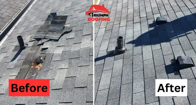 Fully restored roof after expert repair by Triumph Roofing in Charlotte, looking durable and weatherproof