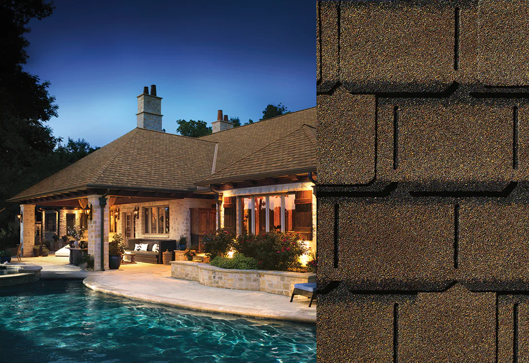High-quality Camelot® II Barkwood roof shingles installed by Triumph Roofing Charlotte, featuring a rich, earthy tone with long-lasting durability and weather resistance