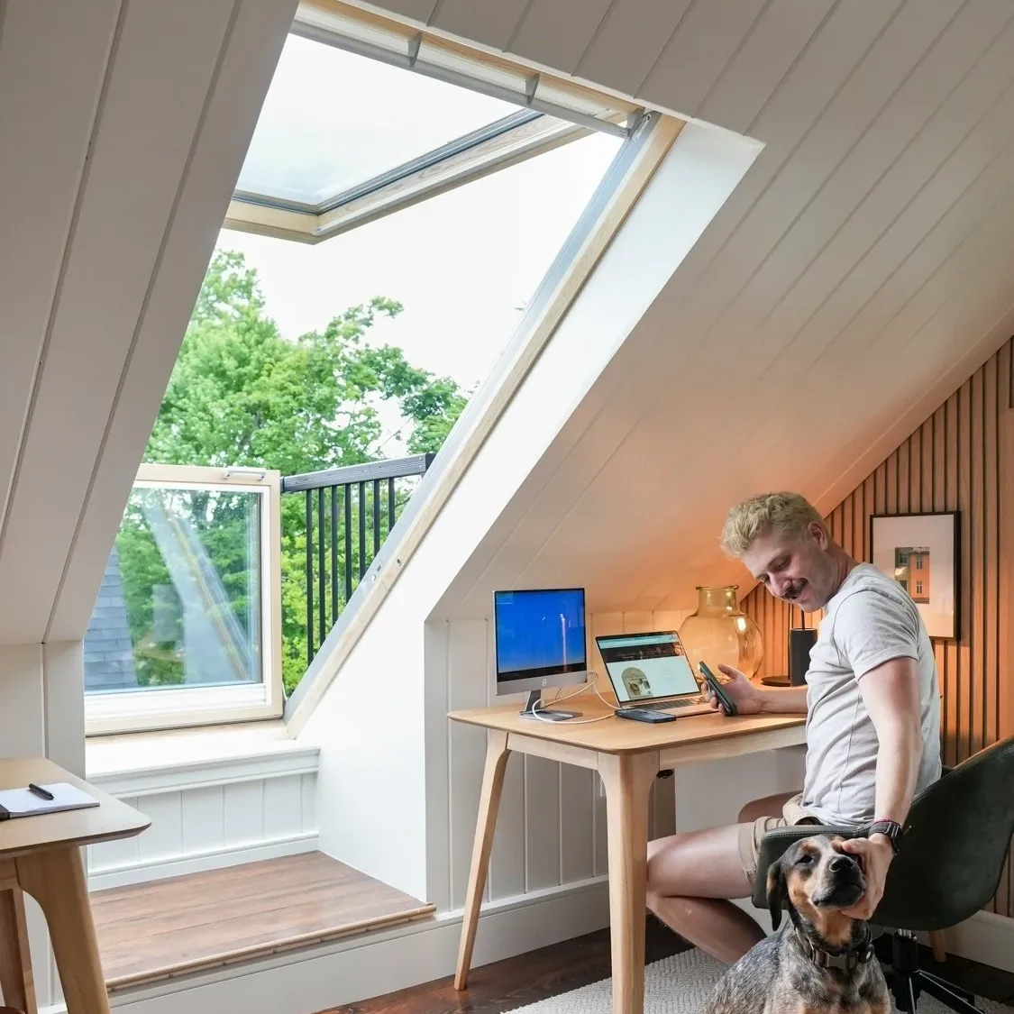 Professional skylight installation in Charlotte NC by Triumph Roofing, adding natural light to a modern home interior