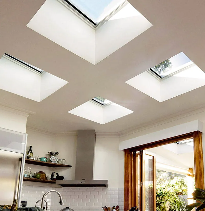 Bright and airy living space after a professional skylight installation in Charlotte NC by Triumph Roofing