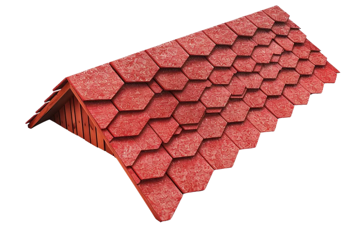 A stunning red shingle roof installed on a home in Indian Trail, NC, by Triumph Roofing