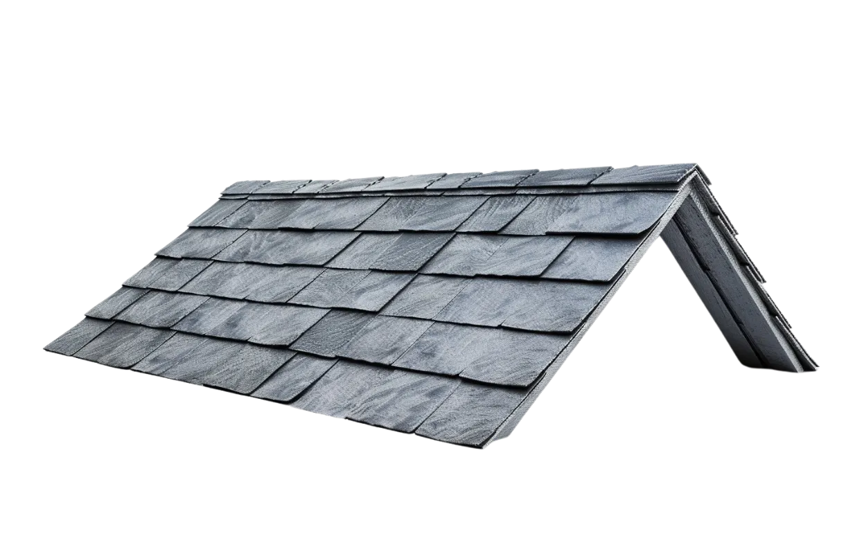 Close-up of a beautifully installed grey shingle roof on a residential property in Monroe, NC, by Triumph Roofing