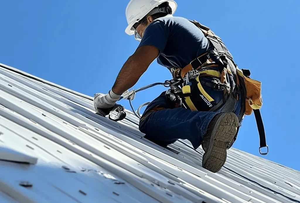 Triumph Roofing team replacing a roof in Charlotte, offering affordable and professional services to homeowners