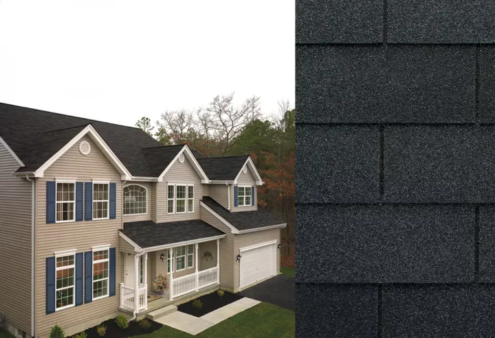Royal Sovereign® Charcoal roof shingles offering a sleek, durable, and affordable roofing solution with classic elegance and reliability.